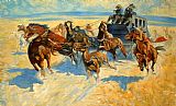 Frederic Remington Famous Paintings - Downing the Night Leader